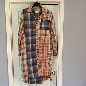 Oli & Hali Mixed Plaid Button Shirt Dress